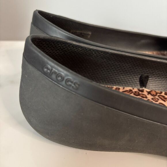 Crocs Mammoth Flats Fur Lined Slip On Casual Neutral Cheetah Charcoal Size 8 - Picture 6 of 10